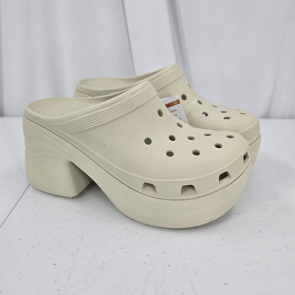 New‎ Crocs Siren Clog Bone Unisex Casual High Heel Sandal 208547-2Y2 M-11 W-13.
